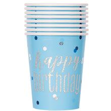 Load image into Gallery viewer, Birthday Blue Glitz Prismatic 9oz Paper Cups, 8ct

