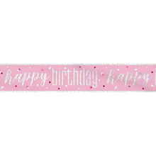 Load image into Gallery viewer, &quot;Happy Birthday&quot; Glitz Pink &amp; Silver Foil Banner (9ft)
