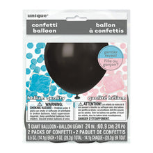 Load image into Gallery viewer, Black Giant Gender Reveal Latex Balloon with Confetti, 24&quot;
