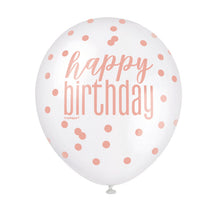 Load image into Gallery viewer, Glitz Rose Gold - &quot;Happy Birthday&quot; 12&quot; Latex Balloons (6ct)
