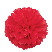 Load image into Gallery viewer, Ruby Red 16&quot; Hanging Tissue Pom Pom
