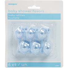 Load image into Gallery viewer, Blue Baby Rattle Favors 2.5&quot;, 6ct
