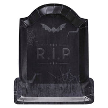 Load image into Gallery viewer, Embossed Tombstone Paper Halloween Plates (8pc)
