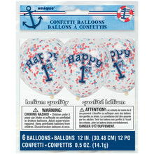 Load image into Gallery viewer, First Birthday Clear Latex Balloons with Confetti 12&quot; (x6)
