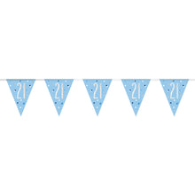 Load image into Gallery viewer, Birthday Blue Glitz Number 21 Flag Banner, 9 ft
