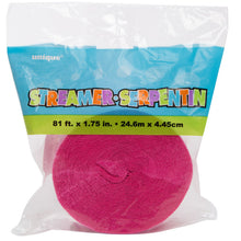 Load image into Gallery viewer, Bright Pink Crepe Streamer, 81 ft
