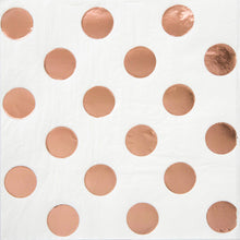 Load image into Gallery viewer, Rose Gold Foil Dots Beverage Napkins, 16ct - Foil Stamped
