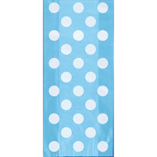Load image into Gallery viewer, Powder Blue Dots Cellophane Bags, 20ct
