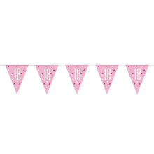 Load image into Gallery viewer, Birthday Pink Glitz Number 18 Flag Banner, 9 ft

