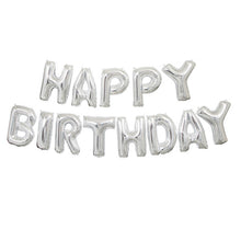 Load image into Gallery viewer, Silver Happy Birthday Foil Letter Balloon Banner Kit, 14&quot;
