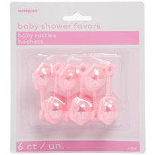 Load image into Gallery viewer, Pink Baby Rattle Favors 2.5&quot;, 6ct
