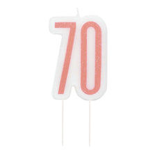 Load image into Gallery viewer, Glitz Rose Gold Numeral Birthday Candle 70
