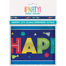 Load image into Gallery viewer, Blue Foil Peppy Birthday Banner (12ft)
