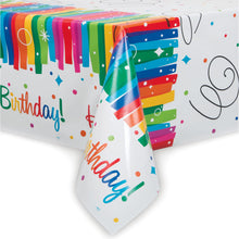 Load image into Gallery viewer, Rainbow Ribbons Birthday Rectangular Plastic Table Cover, 54&quot;x84&quot;
