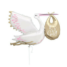 Load image into Gallery viewer, Stork Its A Girl Jumbo Helium Balloon - 62&quot;

