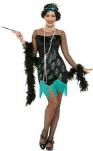 Load image into Gallery viewer, 20s Peacock Flapper Costume, Green &amp; Blue
