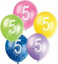 Load image into Gallery viewer, Number 5 12&quot; Latex Balloons, 5ct
