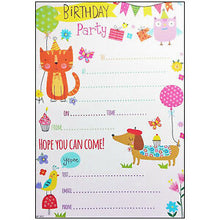 Load image into Gallery viewer, Owl, Cat, Dog Party Invitations (20ct)
