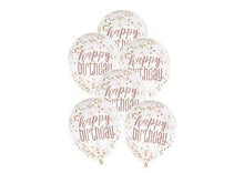 Load image into Gallery viewer, 12&quot; Clear Printed Rose Gold &quot;Happy Birthday&quot; Balloons with Confetti
