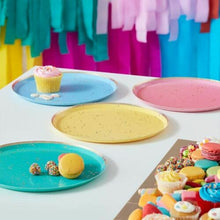 Load image into Gallery viewer, Ginger Ray Multicolour Gold Speckled Rainbow Paper Plates - 8ct
