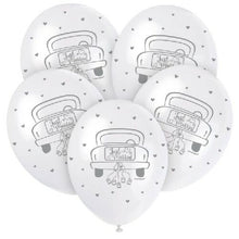 Load image into Gallery viewer, 12" Pearlised Latex Just Married Wedding Balloons - 5pcs
