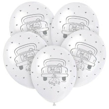 Load image into Gallery viewer, 12&quot; Pearlised Latex Just Married Wedding Balloons - 5pcs
