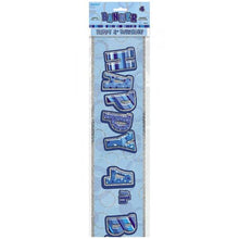 Load image into Gallery viewer, Age &quot;4&quot; Birthday Blue Glitz Prism Banner (12ft)
