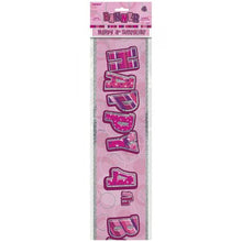 Load image into Gallery viewer, Age &quot;4&quot; Birthday Pink Glitz Prism Banner (12 ft)
