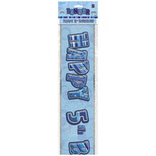 Load image into Gallery viewer, Age &quot;5&quot; Birthday Blue Glitz Prism Banner (12 ft)
