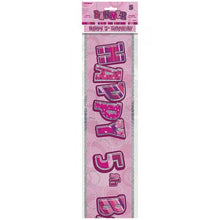 Load image into Gallery viewer, Age &quot;5&quot; Birthday Pink Glitz Prism Banner (12ft)

