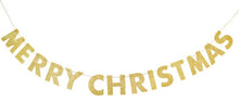 Load image into Gallery viewer, Gold Glitter Merry Christmas Banner, 9 ft

