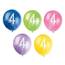 Load image into Gallery viewer, Number 4 12&quot; Latex Balloons, 5ct
