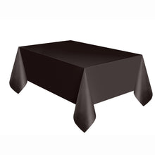 Load image into Gallery viewer, Black Solid Rectangular Plastic Table Cover, 54&quot;x108&quot;
