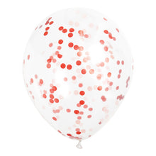Load image into Gallery viewer, Clear Latex Balloons with Ruby Red Confetti 12&quot;, 6ct
