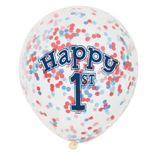 Load image into Gallery viewer, First Birthday Clear Latex Balloons with Confetti 12&quot; (x6)
