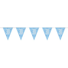 Load image into Gallery viewer, Age &quot;30&quot; Glitz Blue &amp; Silver Prismatic Plastic Flag Banner (9ft)
