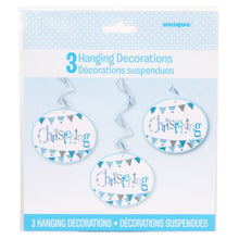 Load image into Gallery viewer, Blue Bunting Christening Hanging Swirl Decorations, 26&quot;, 3ct
