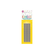 Load image into Gallery viewer, Silver Sparkle Birthday Candles 18pcs
