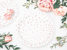 Load image into Gallery viewer, White Rose Gold Dotted Plates - 18cm
