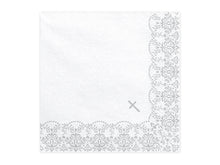 Load image into Gallery viewer, Silver Cross Napkins With Silver Trim, 20pc
