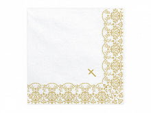 Load image into Gallery viewer, Gold Cross Napkins With Gold Trim, 20pc
