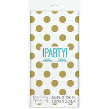Load image into Gallery viewer, Gold Dots Rectangular Plastic Table Cover, 54&quot;x108&quot;
