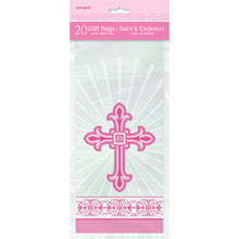 Load image into Gallery viewer, Pink Radiant Cross Cellophane Bags, 20ct
