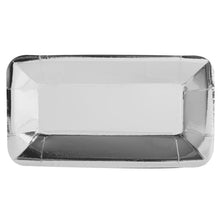 Load image into Gallery viewer, Silver Foil Rectangular 9&quot;x5&quot; Appetizer Plates, 8ct - Foil Board
