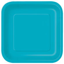 Load image into Gallery viewer, Terrific Teal Solid Square 9&quot; FSC Dinner Plates, 14ct
