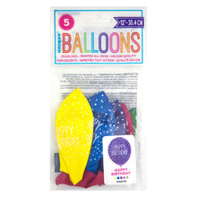 Load image into Gallery viewer, Happy Birthday 12&quot; Latex Balloons, 5ct - Assorted
