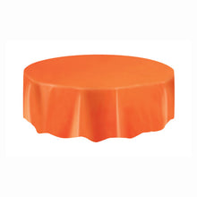 Load image into Gallery viewer, Pumpkin Orange Solid Round Plastic Table Cover, 84&quot;
