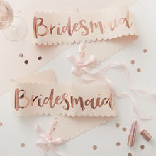 Load image into Gallery viewer, Pink &amp; Rose Gold Bridesmaid Hen Party Sash (2 Pack)
