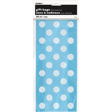 Load image into Gallery viewer, Powder Blue Dots Cellophane Bags, 20ct
