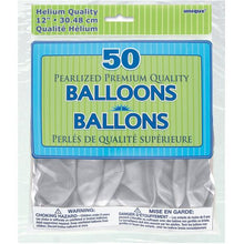 Load image into Gallery viewer, Pack of 12" Pearlized Latex Balloons, 50ct - Shimmering Silver
